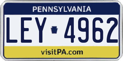 PA license plate LEY4962