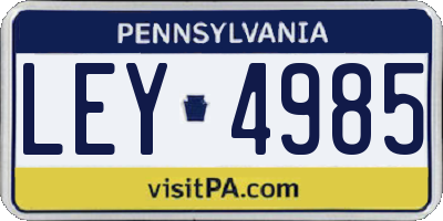PA license plate LEY4985