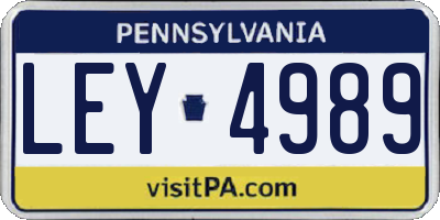 PA license plate LEY4989