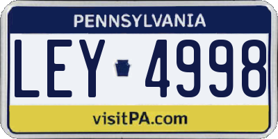 PA license plate LEY4998
