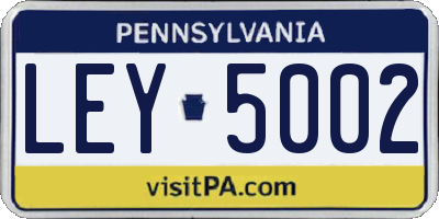 PA license plate LEY5002