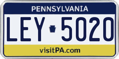 PA license plate LEY5020