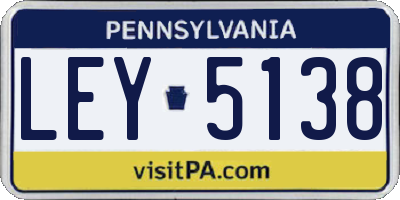 PA license plate LEY5138