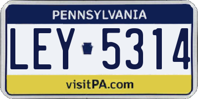 PA license plate LEY5314