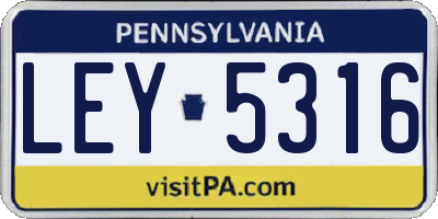 PA license plate LEY5316