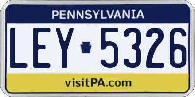 PA license plate LEY5326