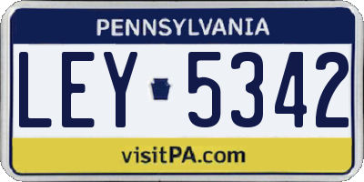 PA license plate LEY5342