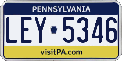 PA license plate LEY5346