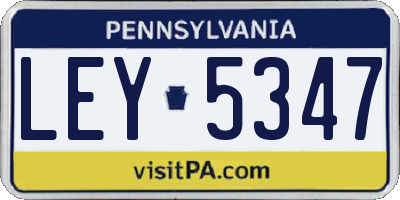 PA license plate LEY5347