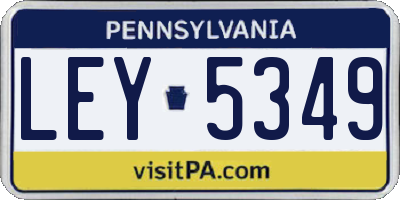 PA license plate LEY5349