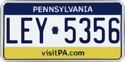 PA license plate LEY5356