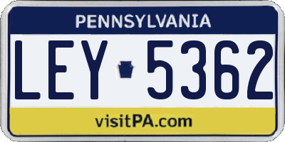 PA license plate LEY5362