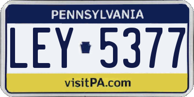 PA license plate LEY5377