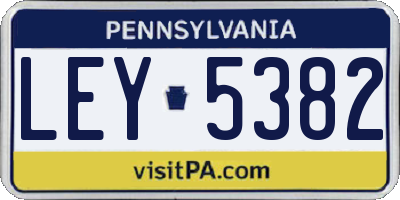 PA license plate LEY5382