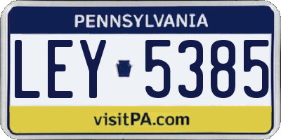 PA license plate LEY5385