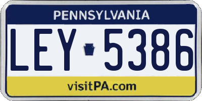 PA license plate LEY5386