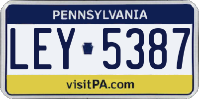 PA license plate LEY5387