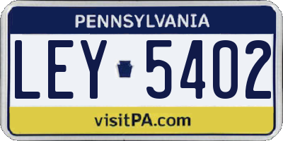 PA license plate LEY5402