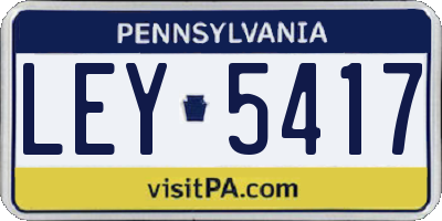 PA license plate LEY5417