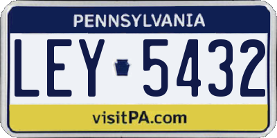 PA license plate LEY5432