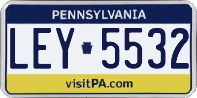 PA license plate LEY5532