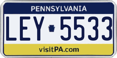 PA license plate LEY5533