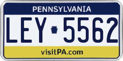 PA license plate LEY5562