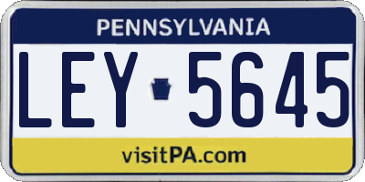 PA license plate LEY5645
