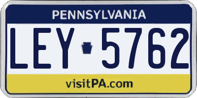 PA license plate LEY5762
