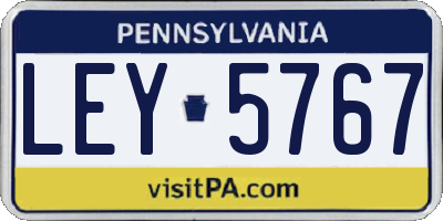 PA license plate LEY5767