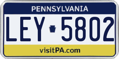 PA license plate LEY5802