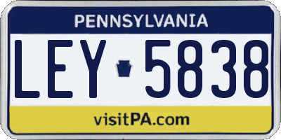 PA license plate LEY5838
