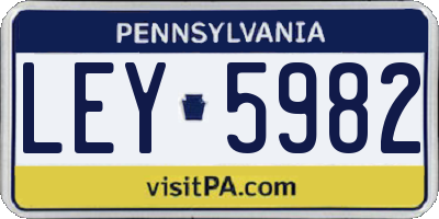 PA license plate LEY5982