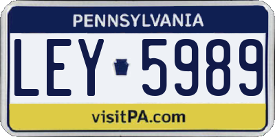 PA license plate LEY5989