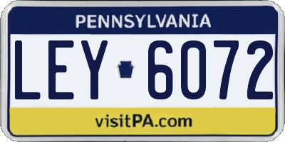 PA license plate LEY6072