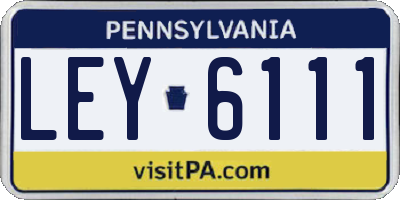 PA license plate LEY6111