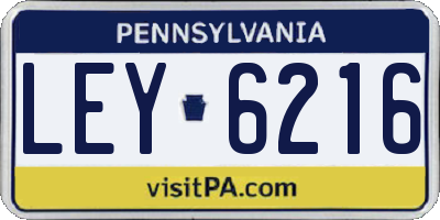 PA license plate LEY6216
