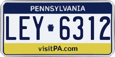 PA license plate LEY6312