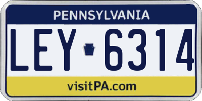 PA license plate LEY6314
