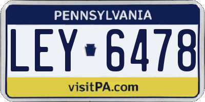 PA license plate LEY6478