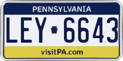 PA license plate LEY6643