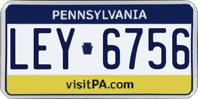 PA license plate LEY6756
