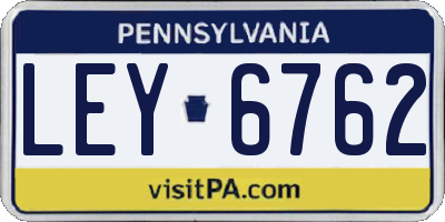 PA license plate LEY6762