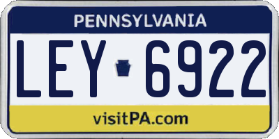 PA license plate LEY6922