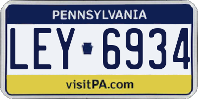 PA license plate LEY6934