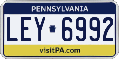 PA license plate LEY6992