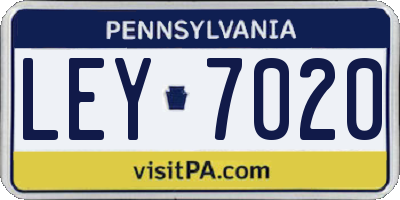 PA license plate LEY7020