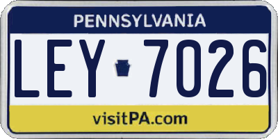PA license plate LEY7026