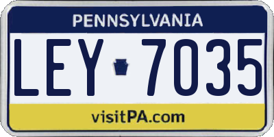 PA license plate LEY7035