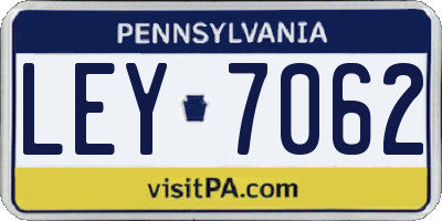 PA license plate LEY7062